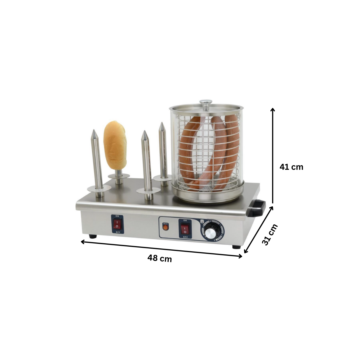Aparat hot-dog electric, cu 4 tepuse, 48*31*41 cm - 1