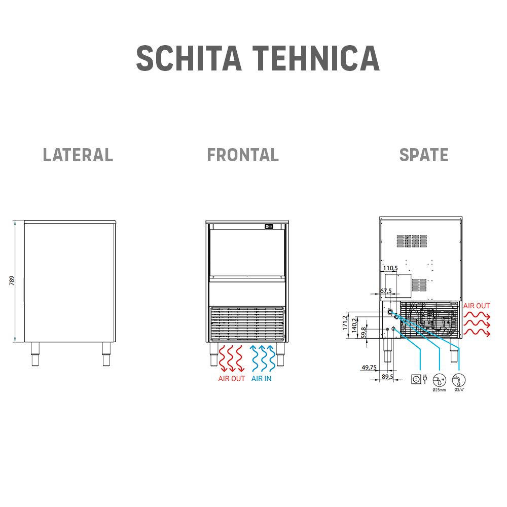 Masina cuburi de gheata profesionala ITV, capacitate 55 kg / zi + pompa drenaj - 2