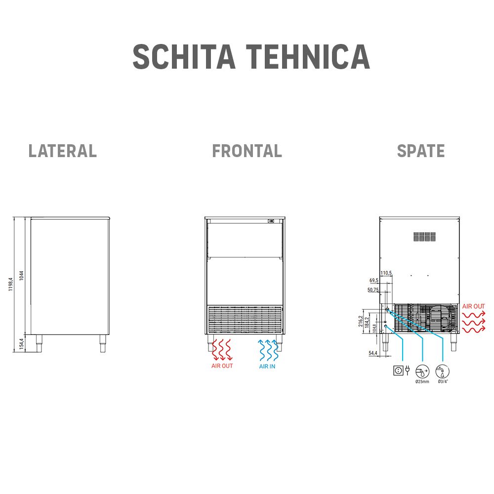 Masina cuburi de gheata profesionala ITV, capacitate 112 kg / zi + pompa drenaj - 3