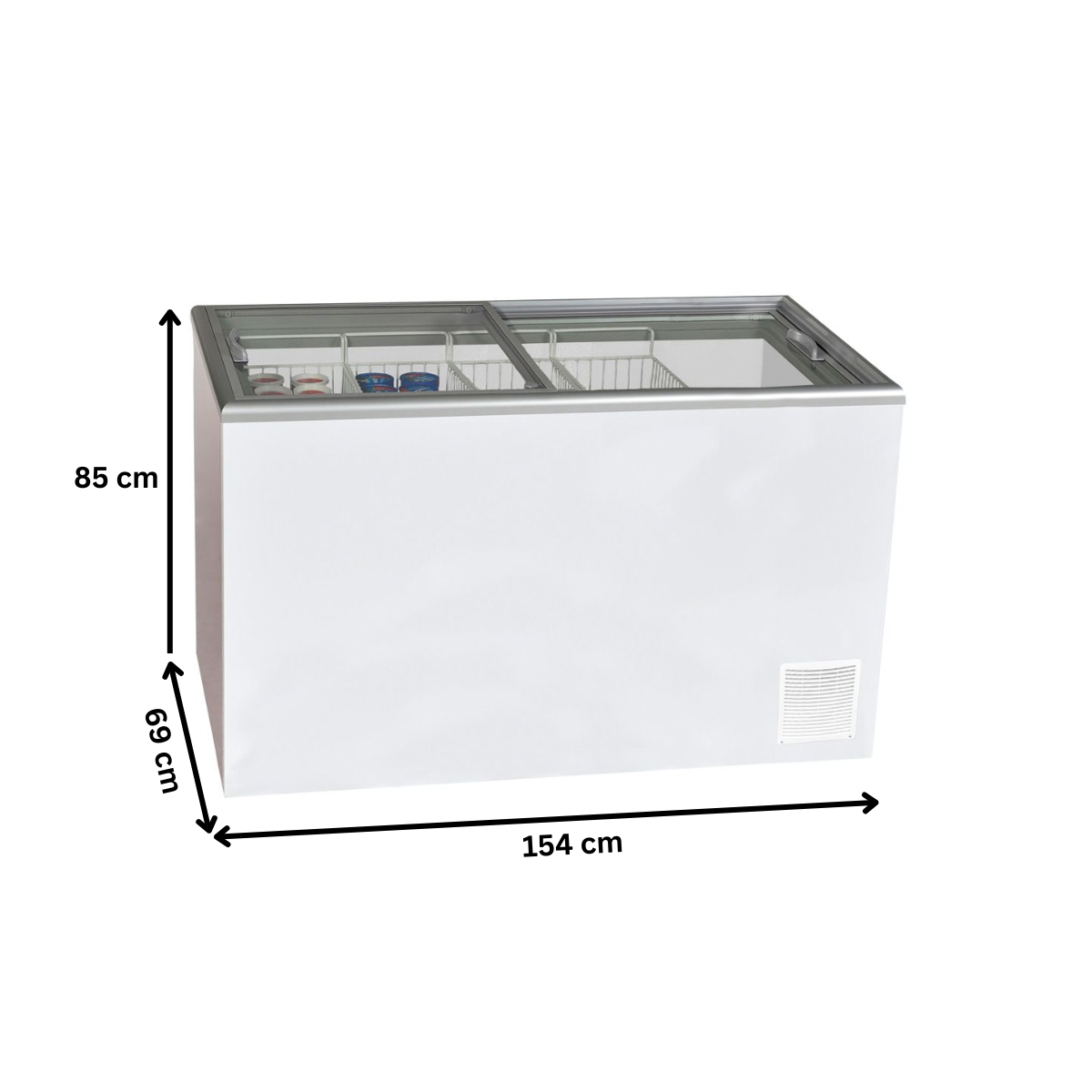 Lada congelare, capac glisant drept din sticla, 408 lt, 154*69*86 cm - 2