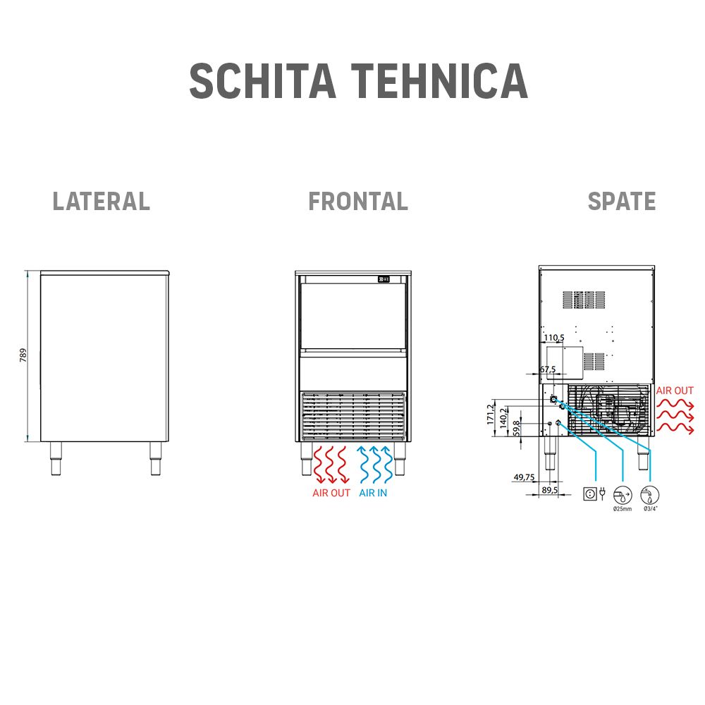 Masina cuburi de gheata profesionala ITV, capacitate 62 kg / zi + pompa drenaj - 2