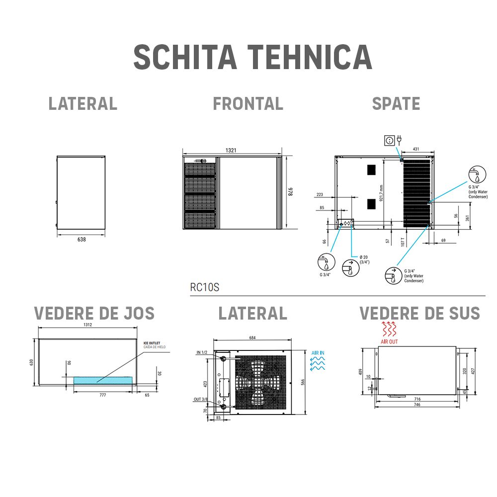 Masina cuburi de gheata profesionala ITV modulara, capacitate 380 kg / zi - 1