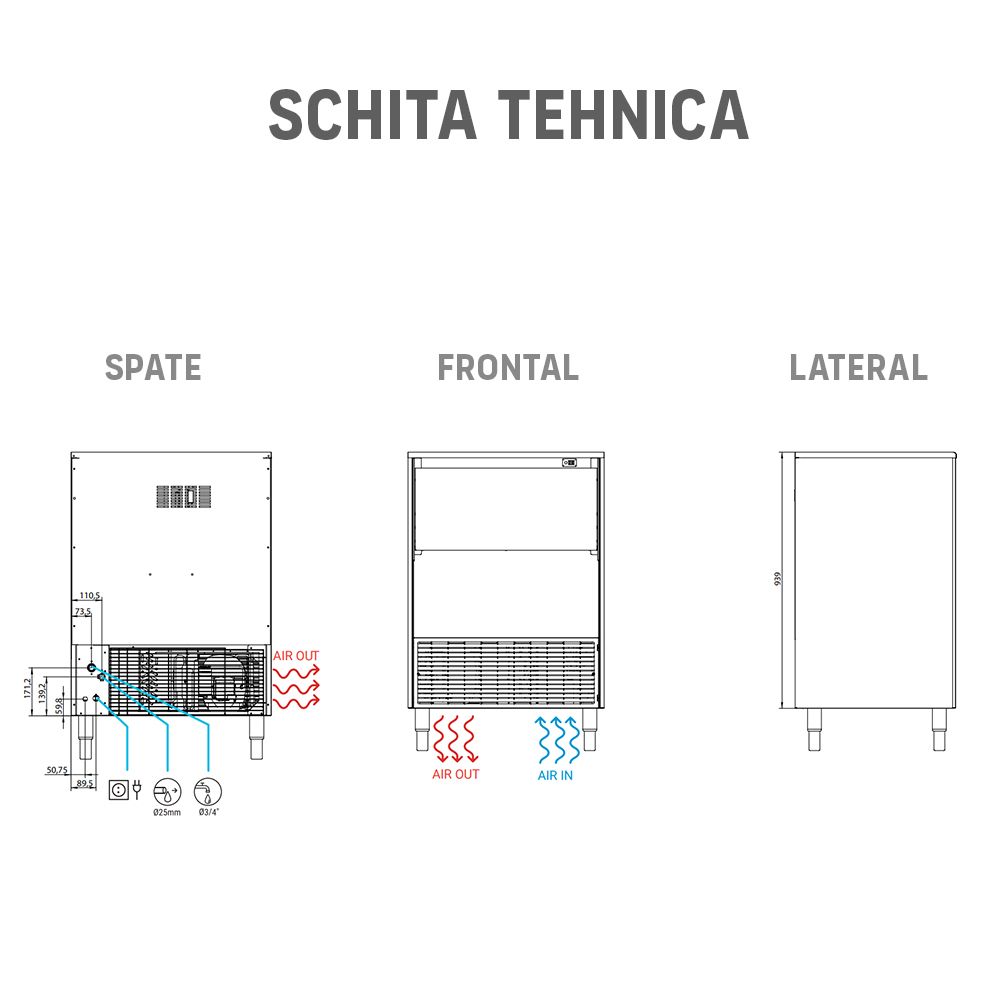 Masina cuburi de gheata profesionala ITV, capacitate 75 kg / zi + pompa drenaj - 1