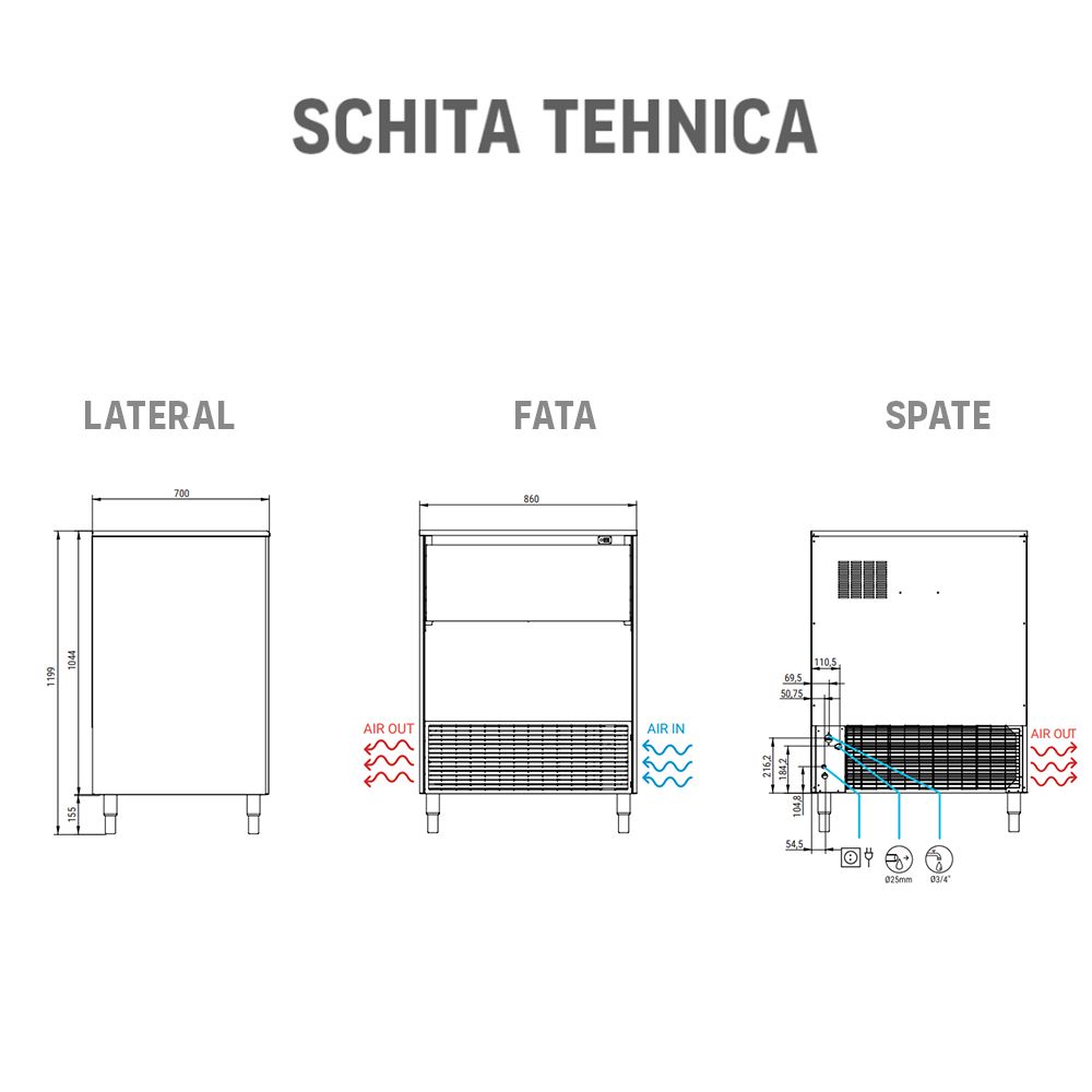 Masina cuburi de gheata profesionala ITV, capacitate 155 kg / zi - 1