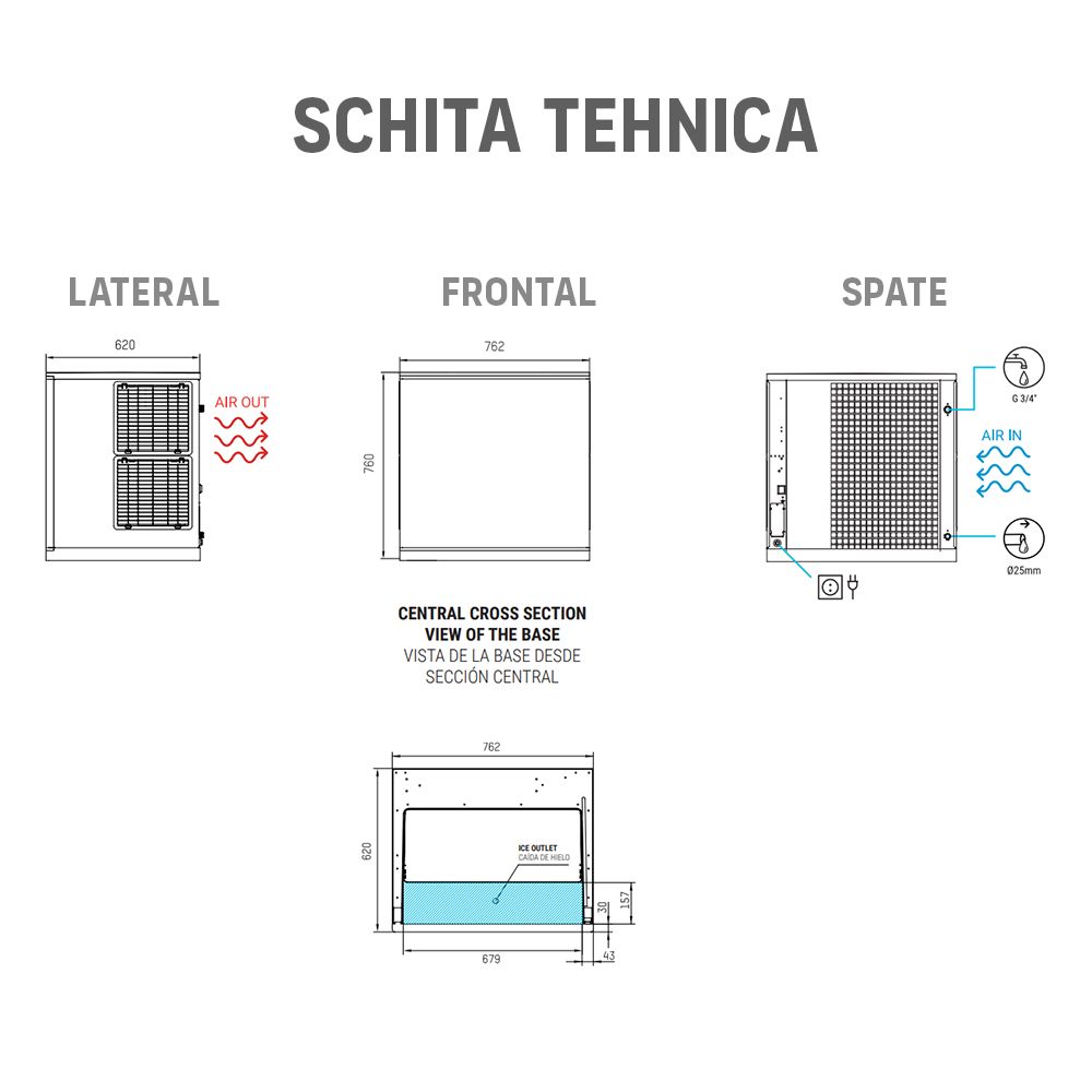 Masina cuburi de gheata profesionala ITV modulara, capacitate 405 kg / zi - 2