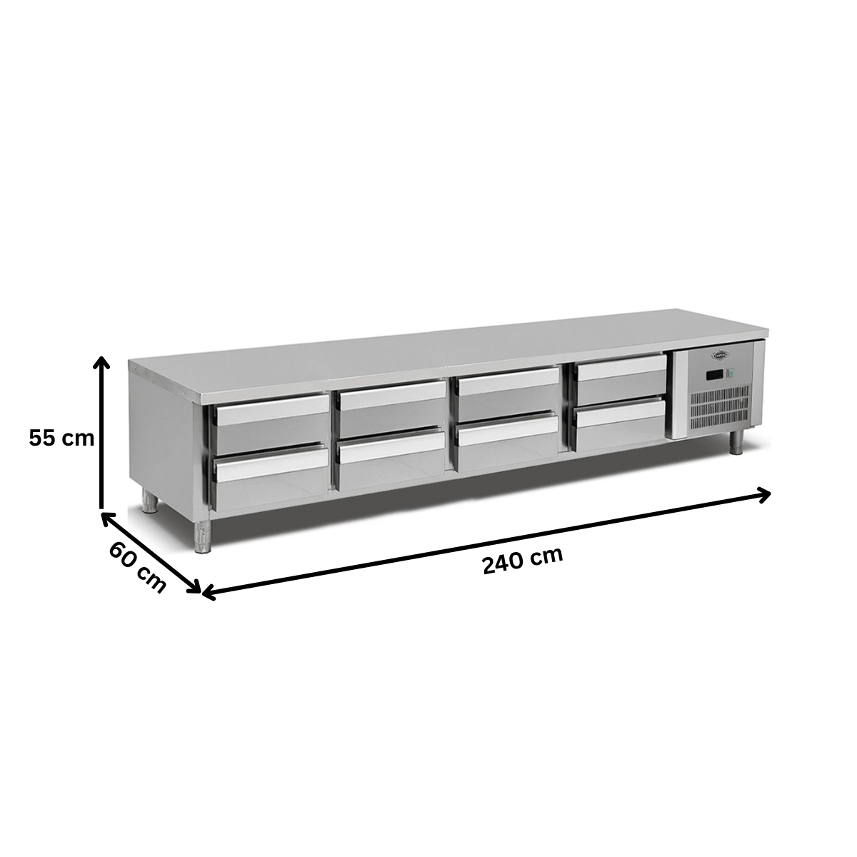 Masa rece undercounter inox cu 8 sertare GN 1/1, profesionala - 3