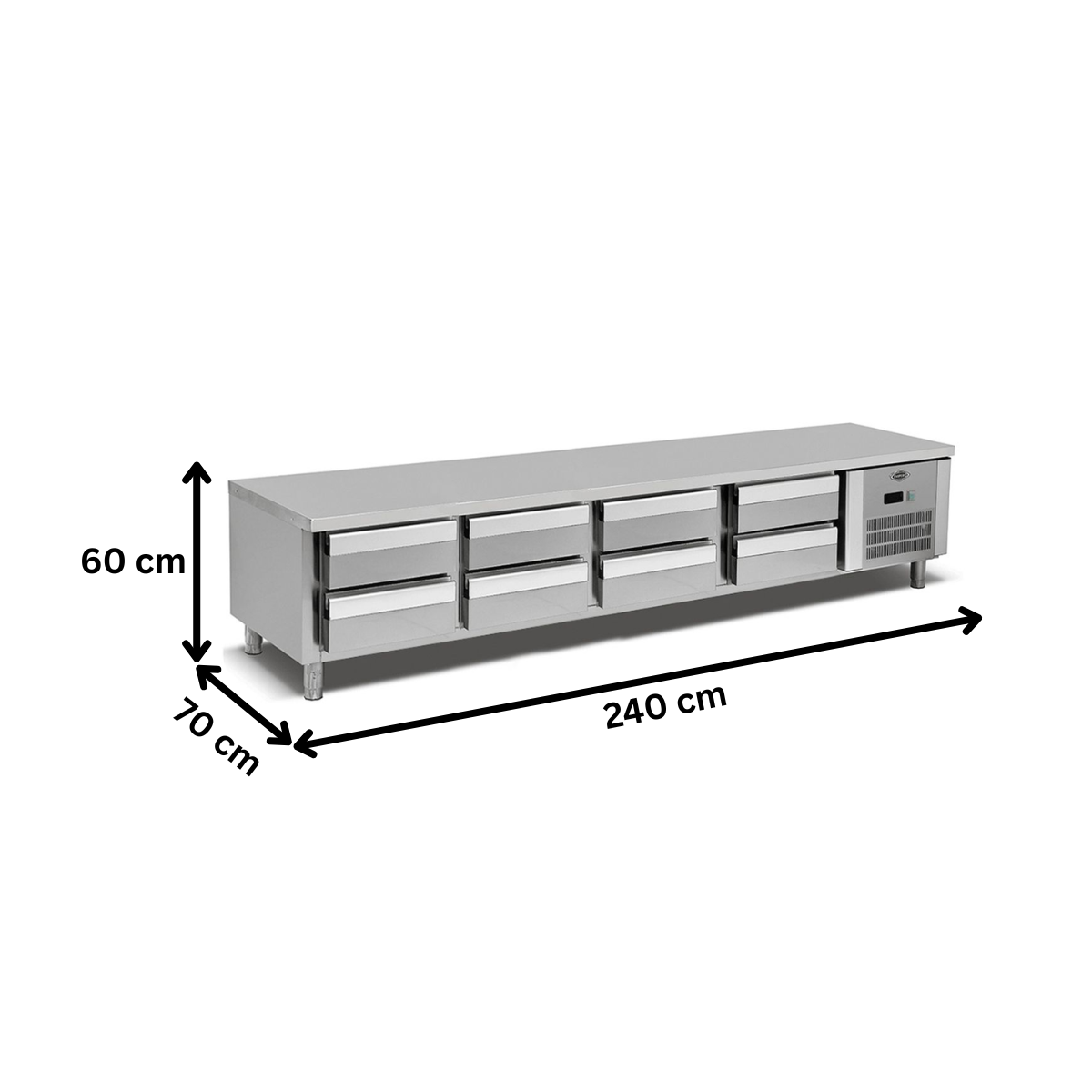 Masa rece undercounter inox cu 8 sertare GN 1/1, profesionala - 2