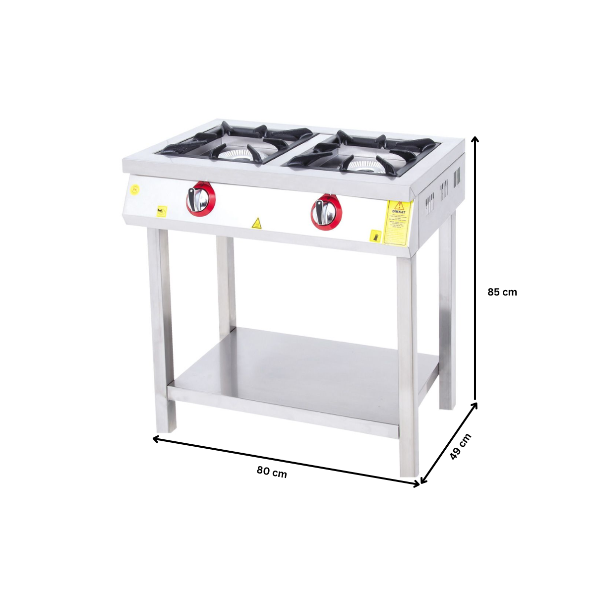 Aragaz de podea, inox, cu 2 arzatoare, suport podea, 80*49*85 cm - 1