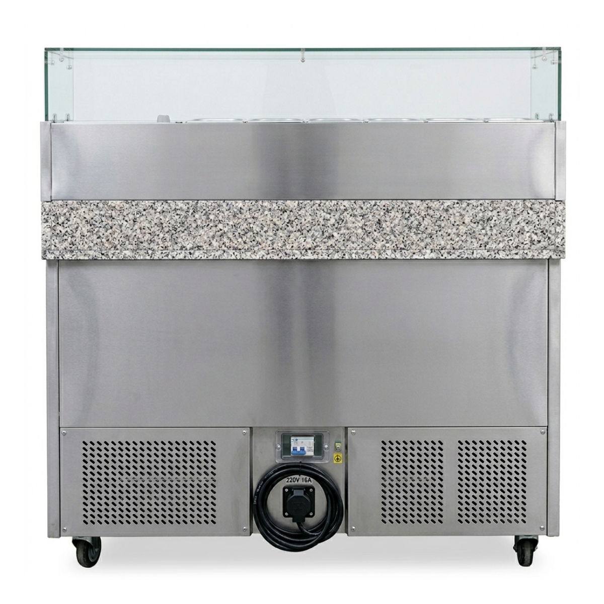 Masa frigorifica preparare pizza cu 3 usi, capacitate 368 litri, blat din granit, racire statica - 2