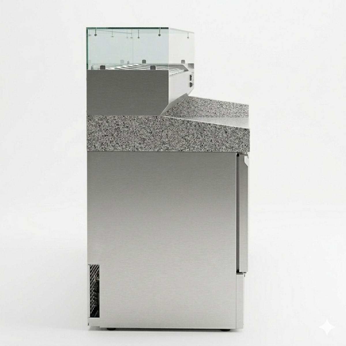 Masa frigorifica preparare pizza cu 3 usi, capacitate 368 litri, blat din granit, racire statica - 4