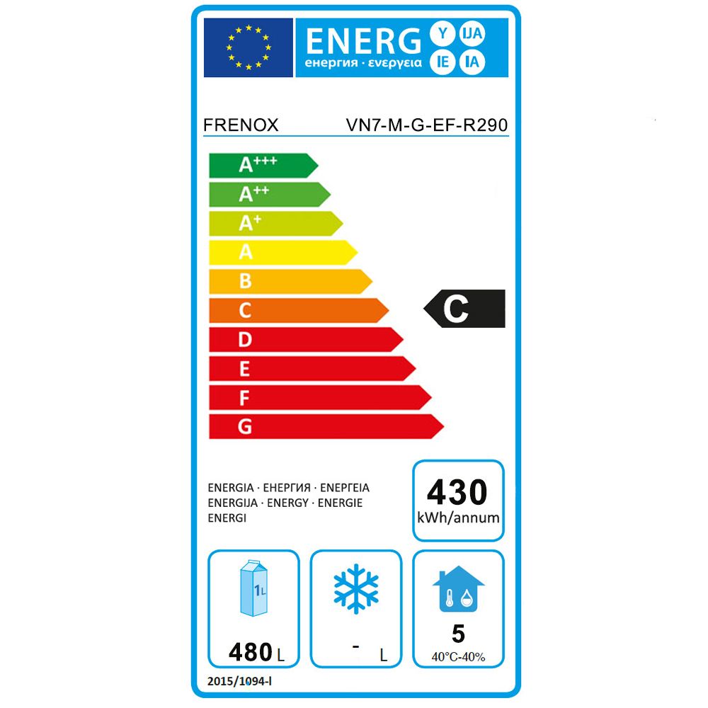 Dulap frigorific vertical inox, FRENOX cu 1 usa din sticla, Eficienta Energetica, 700 lt - 2
