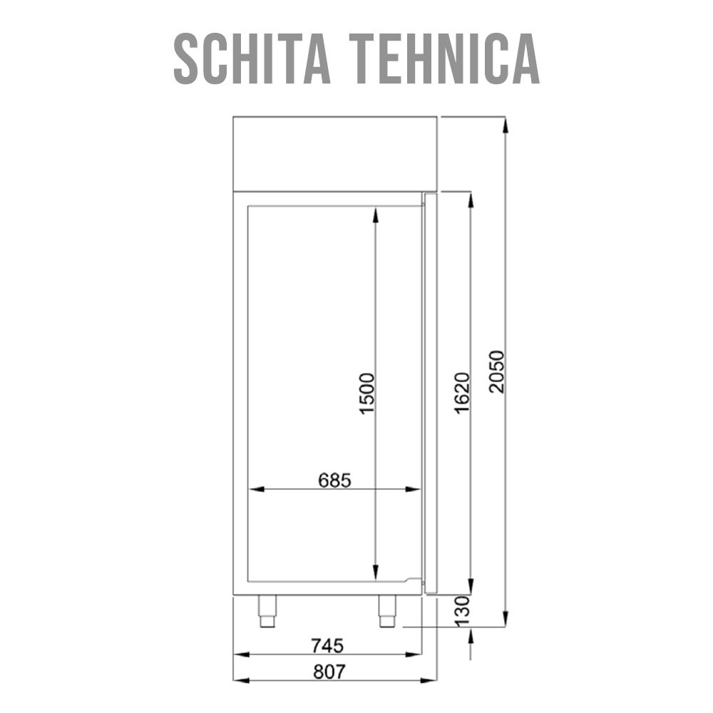 Dulap frigorific vertical inox, FRENOX cu 1 usa din sticla, Eficienta Energetica, 700 lt - 2