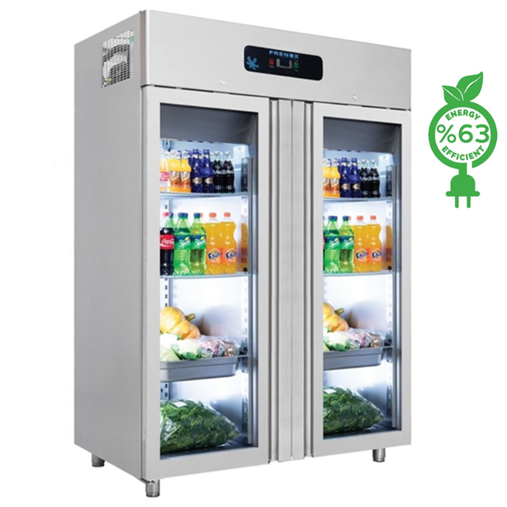 Dulap congelator snack vertical inox, FRENOX cu 2 usi din sticla, 1200 lt - 1