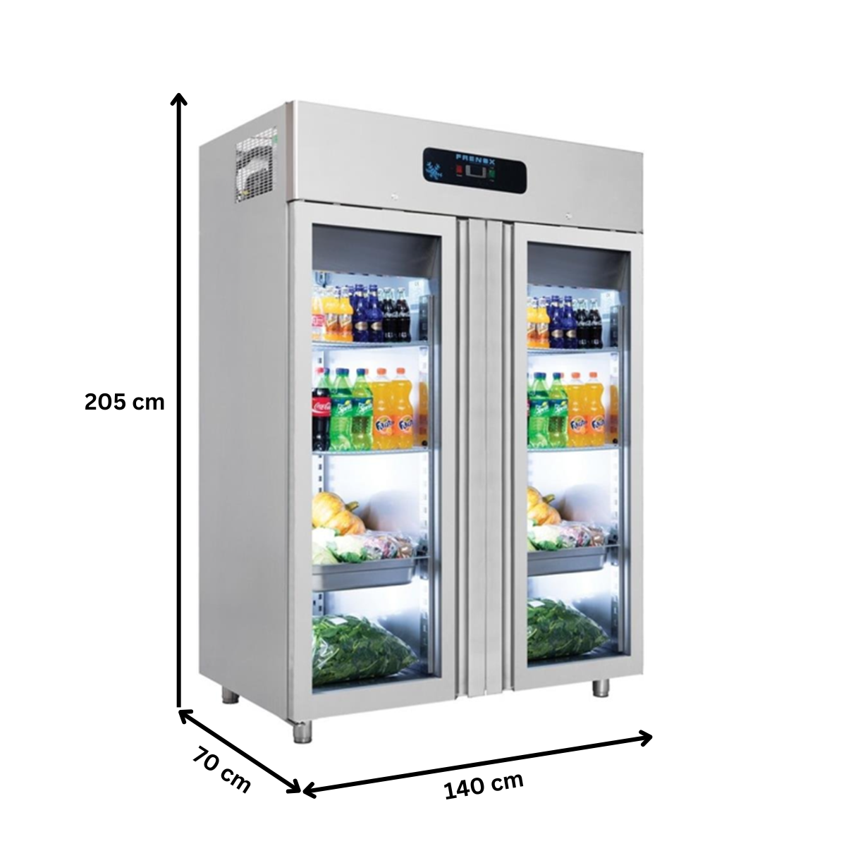 Dulap congelator snack vertical inox, FRENOX cu 2 usi din sticla, 1200 lt - 3