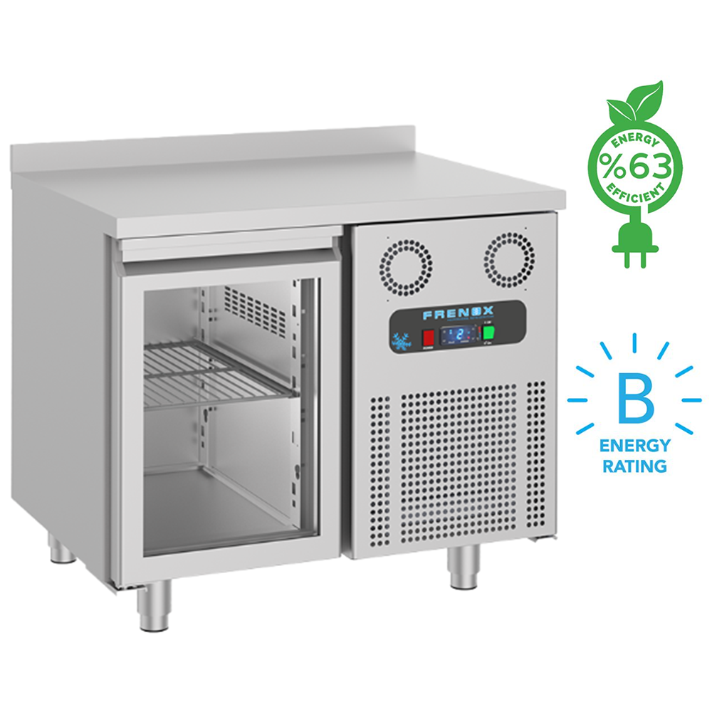 Masa rece FRENOX, profesionala, inox, 1 usa din sticla, 125 lt, 93,5*60*85 cm - 2