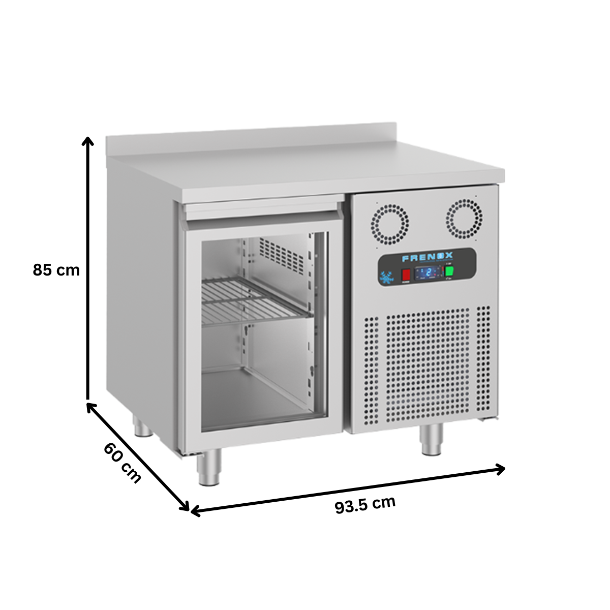 Masa rece FRENOX, profesionala, inox, 1 usa din sticla, 125 lt, 93,5*60*85 cm - 5