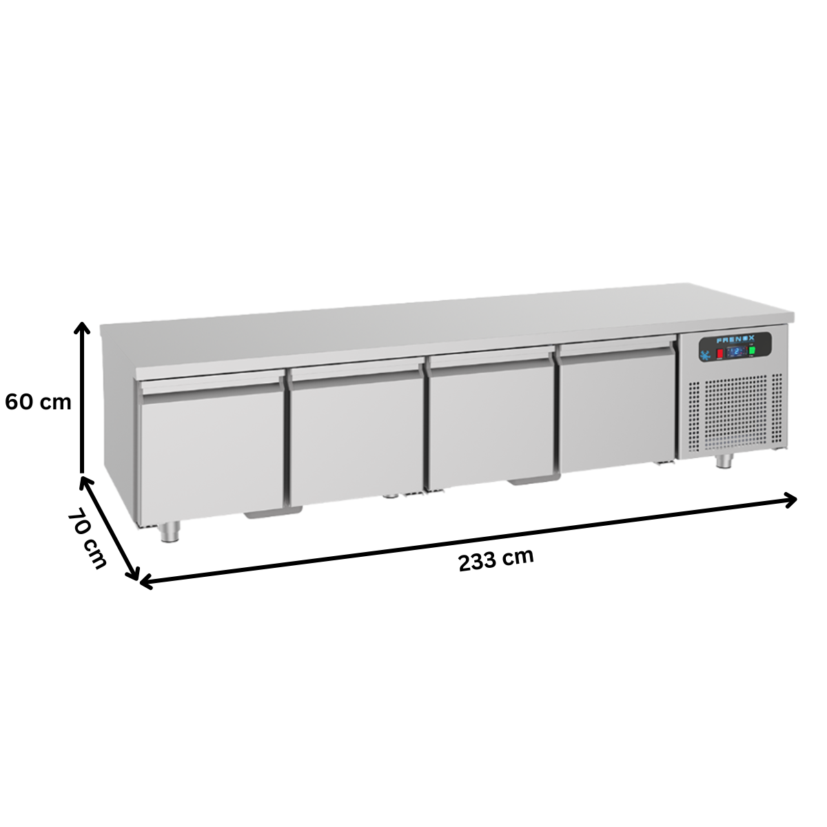 Masa rece FRENOX, profesionala, inox, 4 usi undercounter, 360 lt, 233*70*60 cm - 4