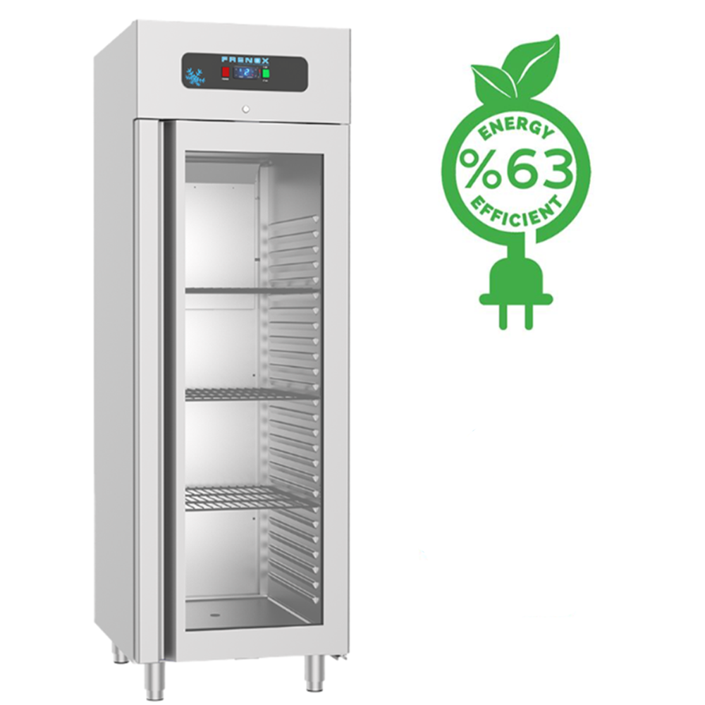 Dulap congelator vertical inox, FRENOX cu 1 usa din sticla, Eficienta Energetica, 700 lt - 1