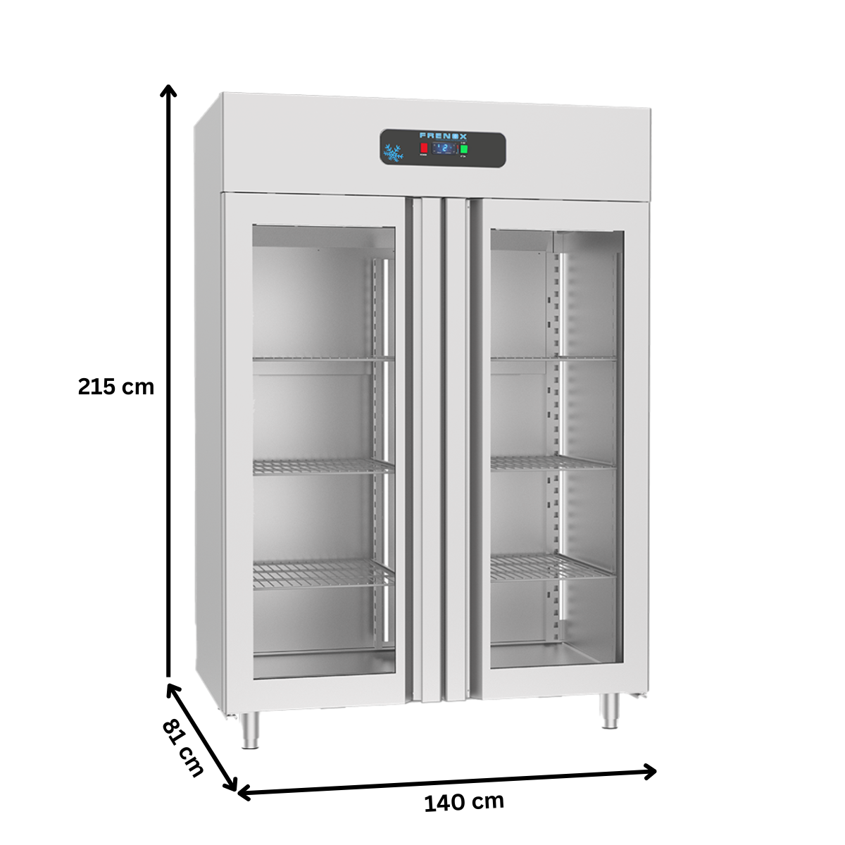 Dulap frigorific vertical inox, FRENOX cu 2 usi din sticla, 1400 lt - 2