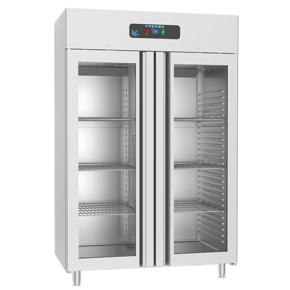 Dulap congelator vertical inox, FRENOX cu 2 usi din sticla, 1400 lt - 0