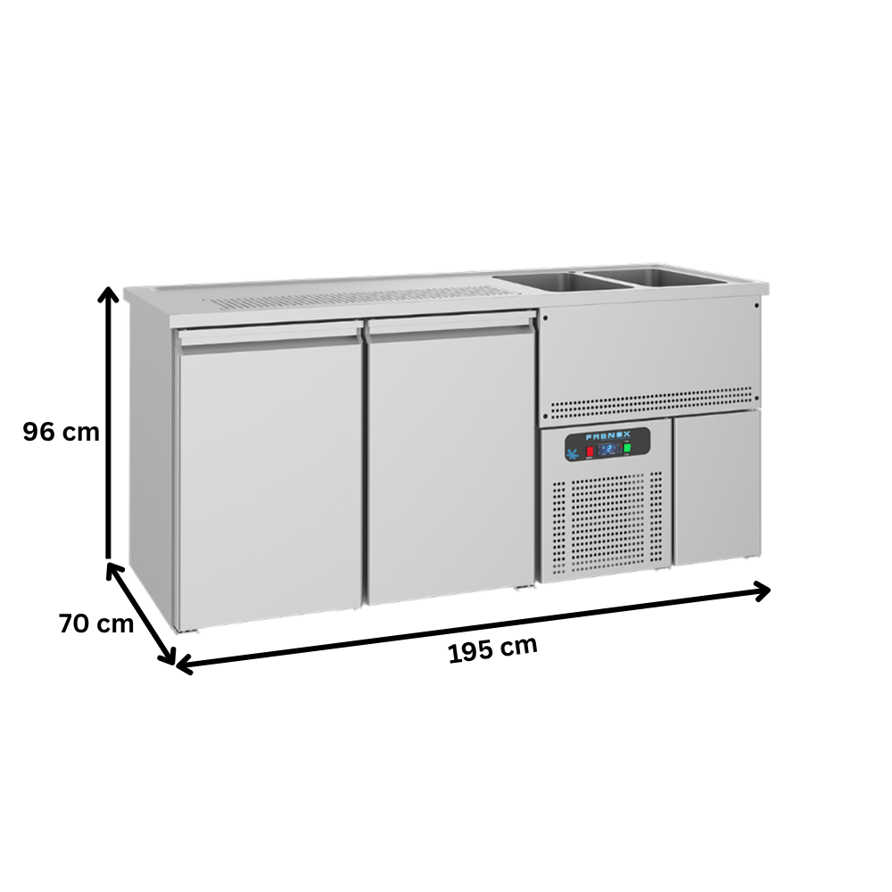 Masa rece FRENOX pentru bere cu 2 usi, butoi si 2 chiuvete - 3