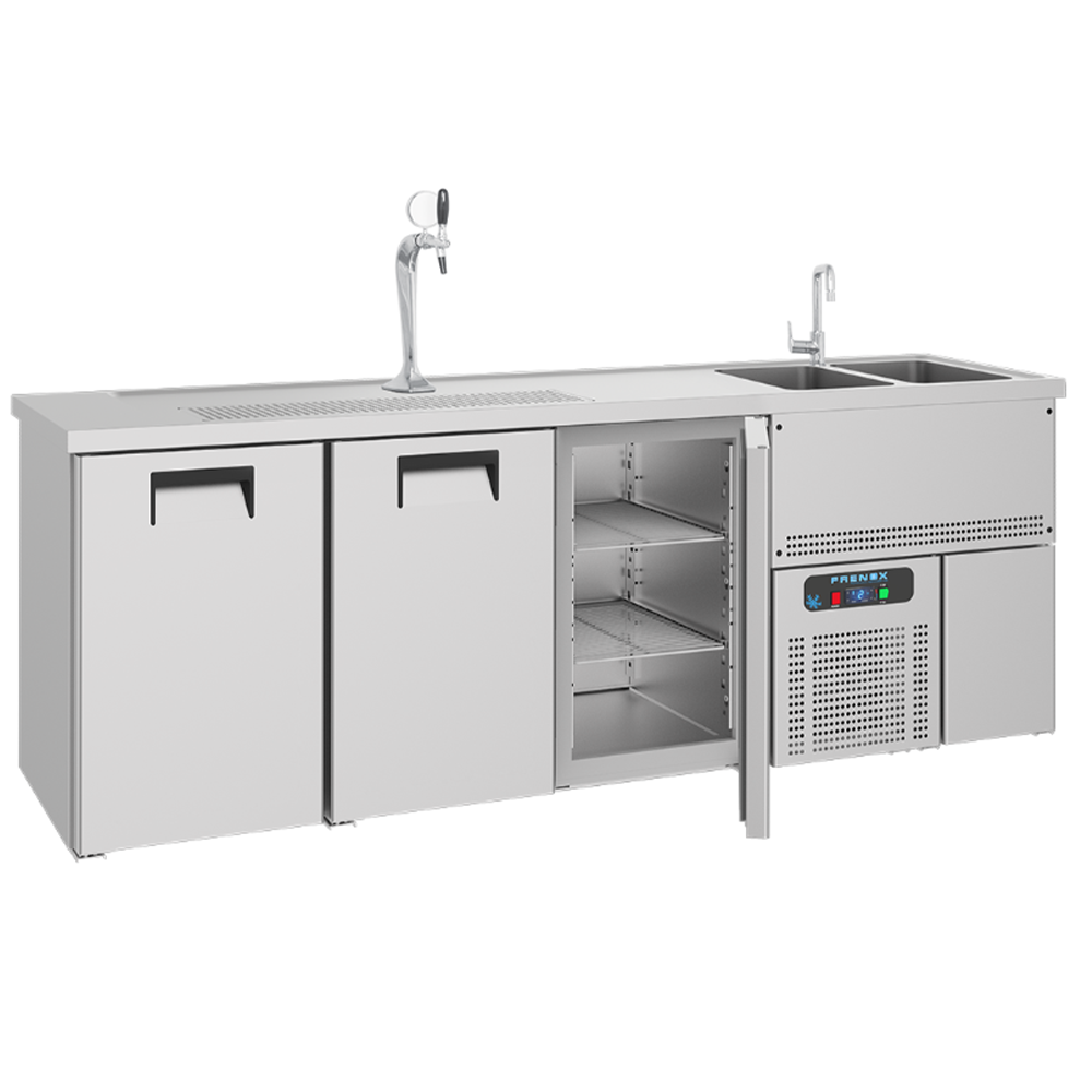 Masa rece FRENOX pentru bere cu 3 usi, butoi si 2 chiuvete - 1