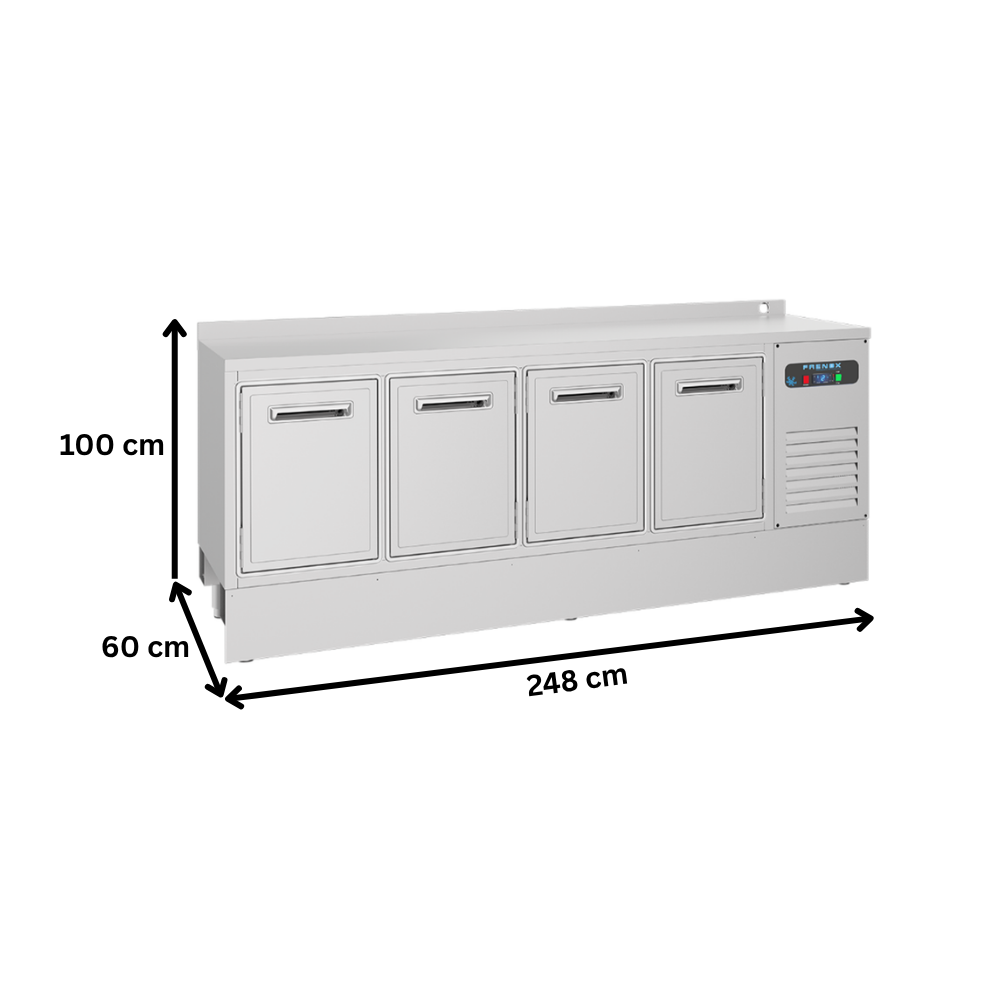 Frigider pentru bar FRENOX, inox, 4 usi, 632 lt, 248*60*100 cm - 2