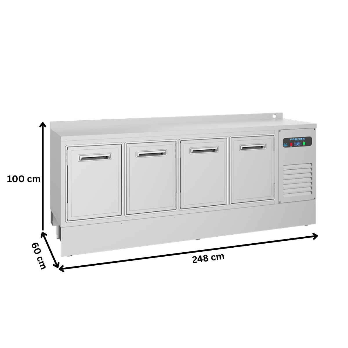Frigider pentru bar FRENOX, inox, 4 usi, 632 lt, 248*60*100 cm - 2