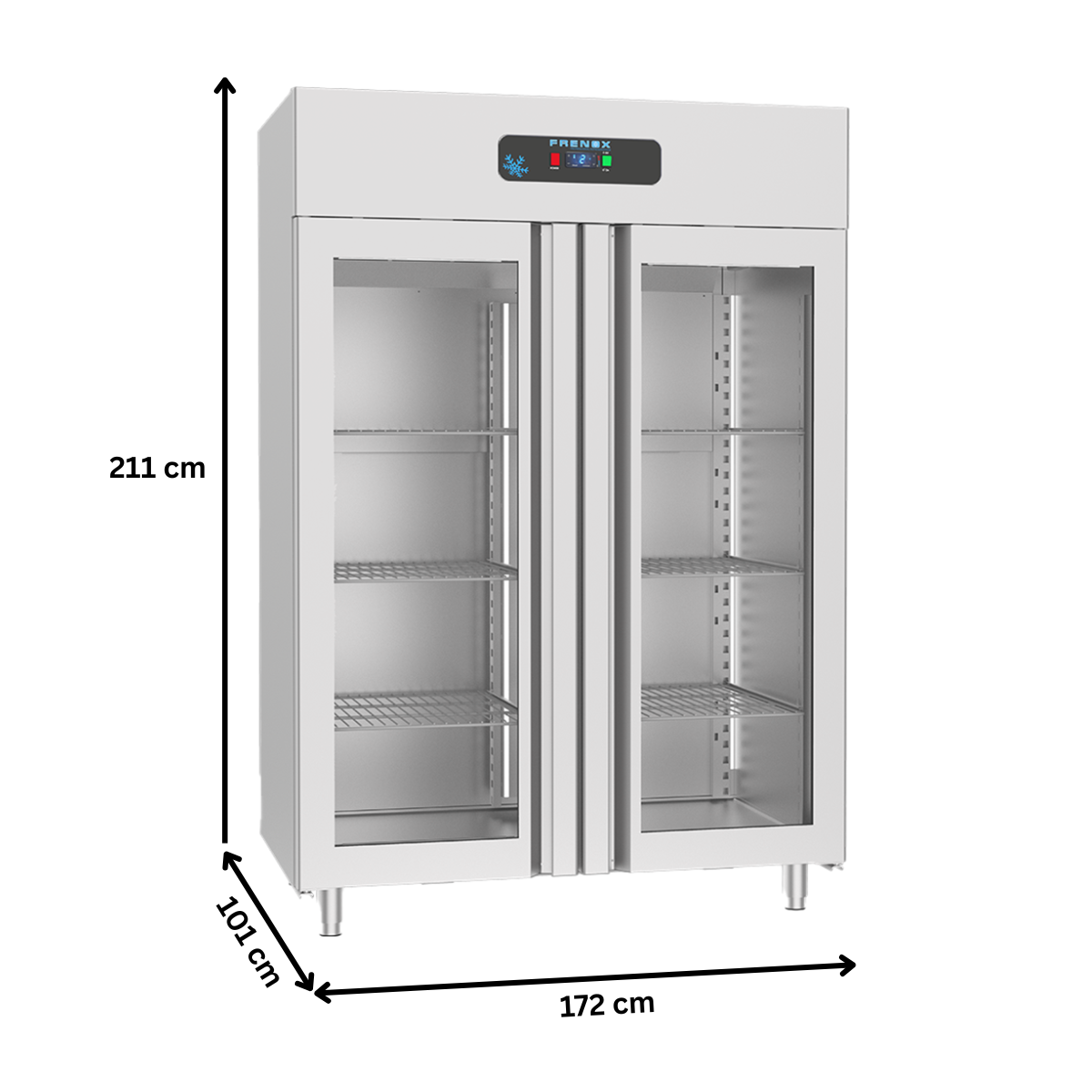 Dulap frigorific vertical inox, FRENOX cu 2 usi din sticla, pentru patiserie, 112 tavi 40x60 cm, 1700 lt - 2