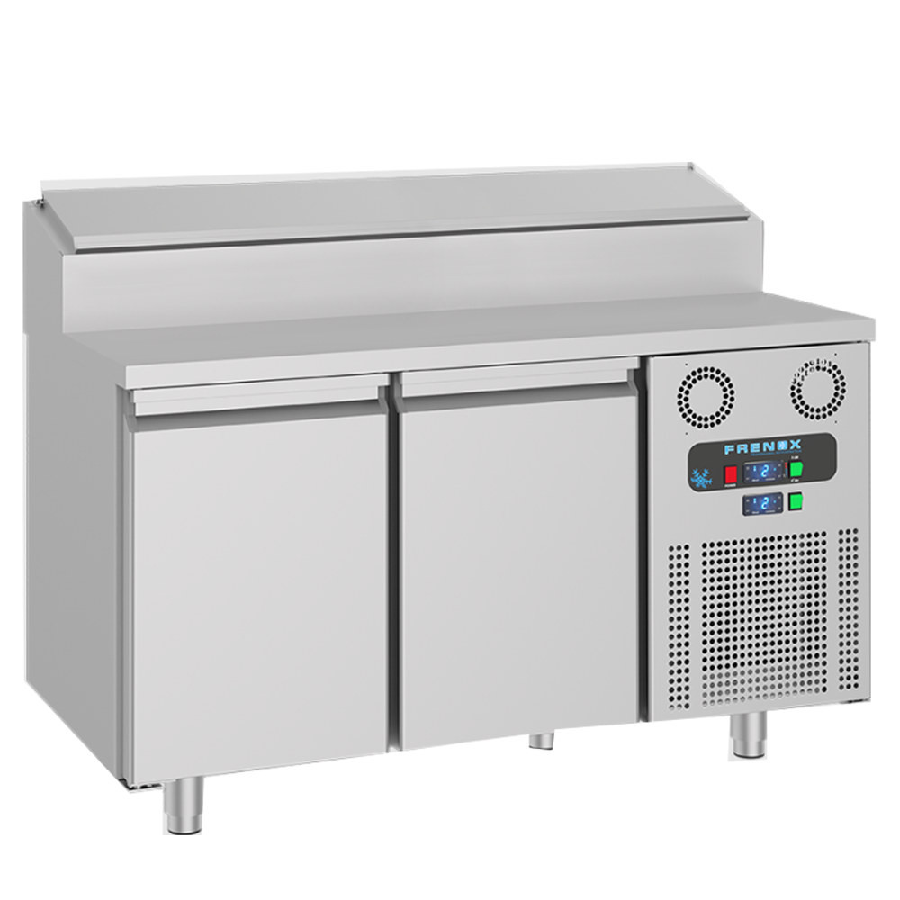 Masa rece preparare pizza FRENOX, profesionala, inox, 2 usi si 7 cuve, 140*70*109 cm - 0
