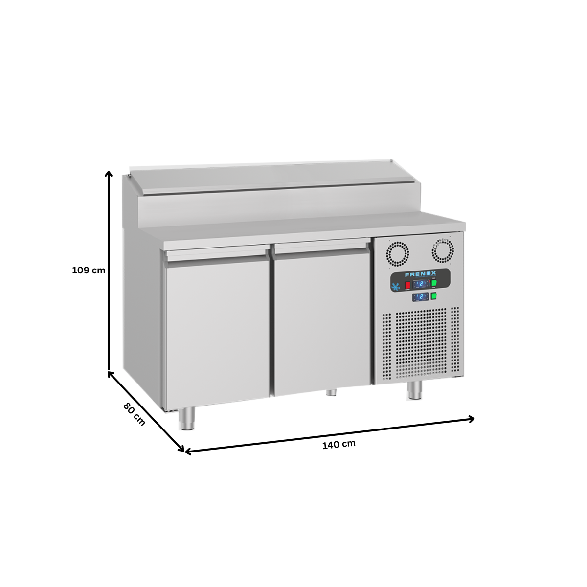 Masa rece preparare pizza FRENOX, profesionala, inox, 2 usi si 7 cuve, 140*80*109 cm - 5