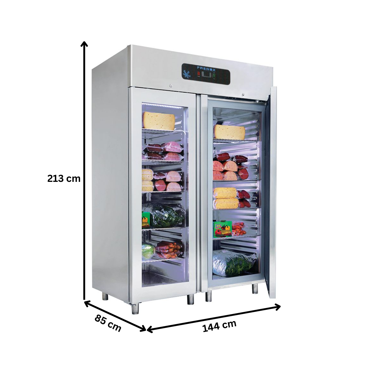 Dulap congelator vertical inox, FRENOX cu 2 usi din sticla, 1400 lt - 2