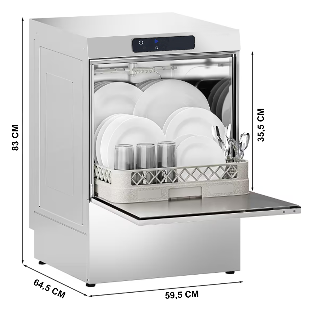 Masina de spalat vase profesionala OZTI cu deschidere frontala, control digital, pompa drenaj, dispenser detergent - 1