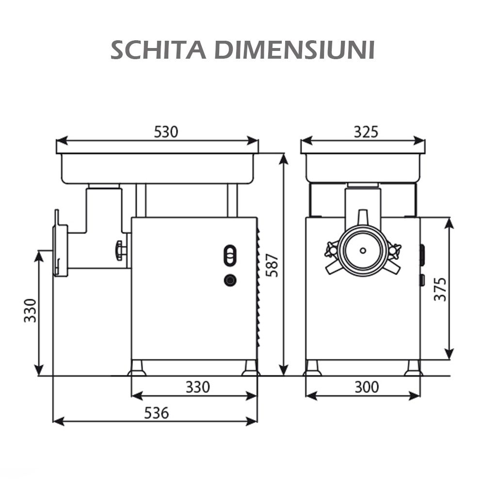 Masina pentru tocat carne, LA MINERVA, inox, 450 kg/h, 30*33*54 cm - 1