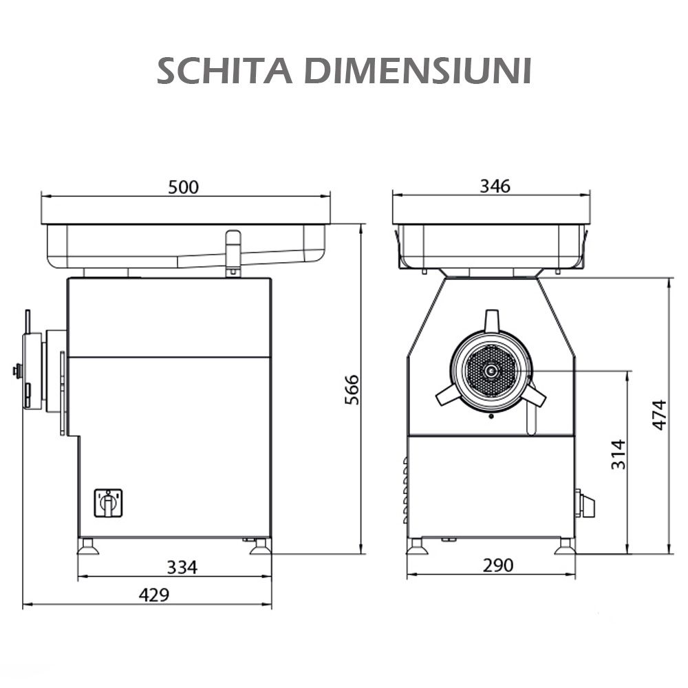 Masina pentru tocat carne, LA MINERVA, inox, 450 kg/h, 29*33*43 cm - 1