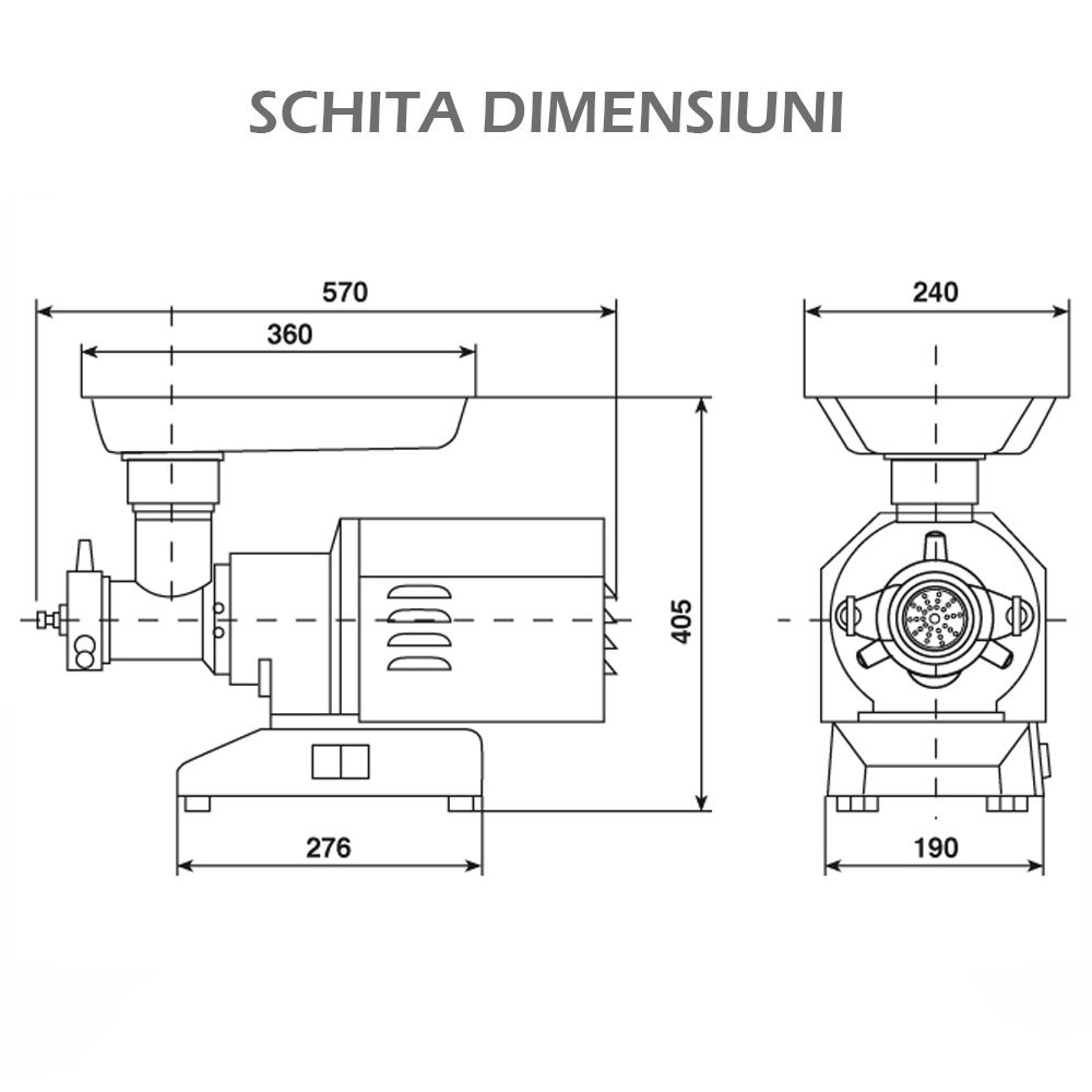 Masina pentru tocat carne, LA MINERVA, inox, 200 kg/h, 57*19*40.5 cm - 1