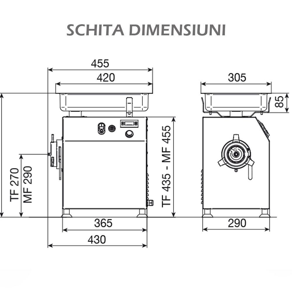 Masina pentru tocat carne, LA MINERVA, inox, 250 kg/h, 36.5*29 cm - 1