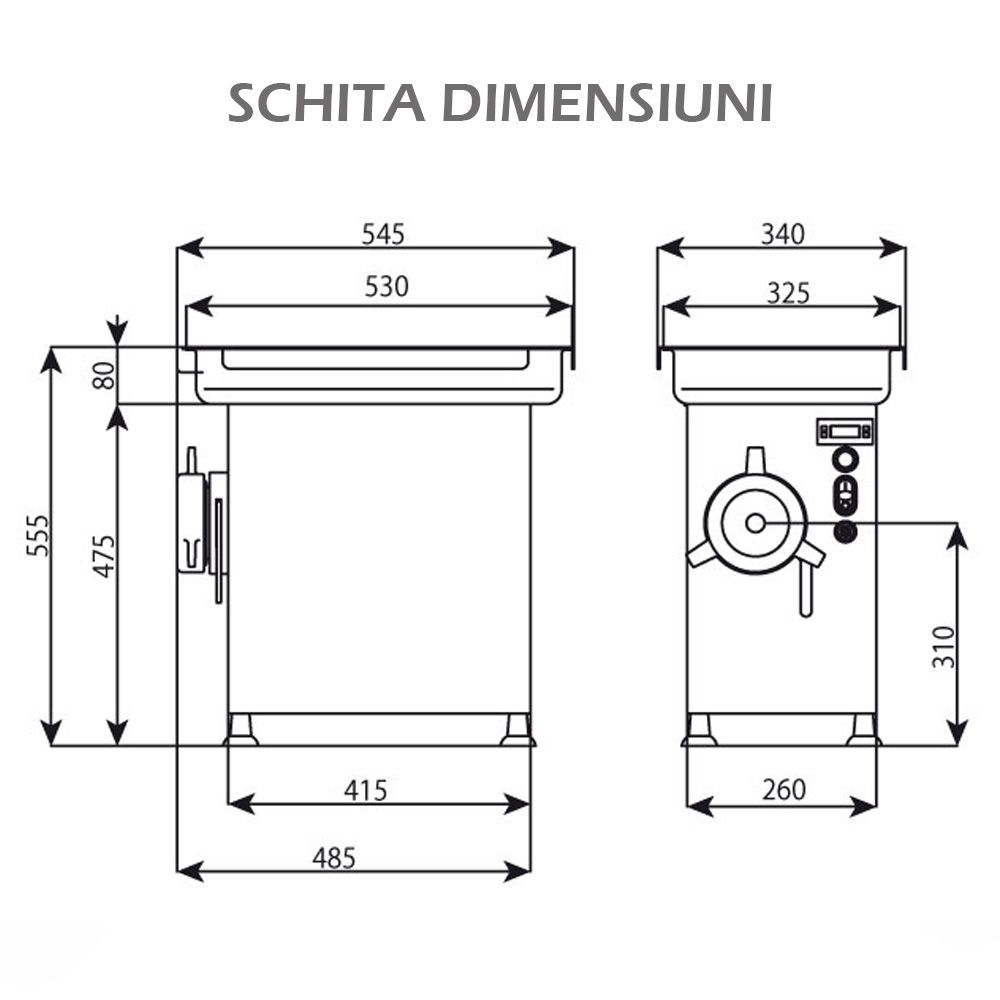 Masina pentru tocat carne, LA MINERVA, cu refrigerare, inox, 450 kg/h, 41.5*26*47.5 cm - 1