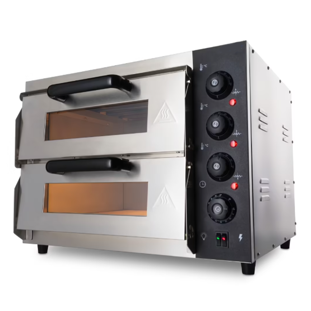 Cuptor profesional pizza cu 2 vetre, electric, baza din samota, 8 pizza x 20 cm - 0