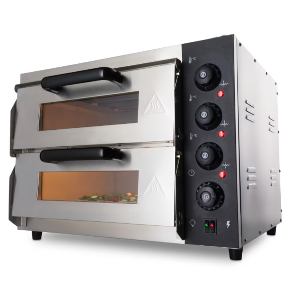 Cuptor profesional pizza cu 2 vetre, electric, baza din samota, 8 pizza x 20 cm - 1