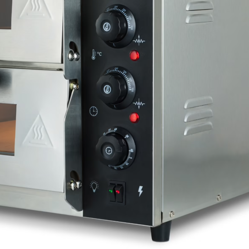 Cuptor profesional pizza cu 2 vetre, electric, baza din samota, 8 pizza x 20 cm - 5