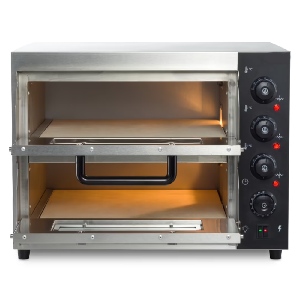 Cuptor profesional pizza cu 2 vetre, electric, baza din samota, 8 pizza x 20 cm - 8