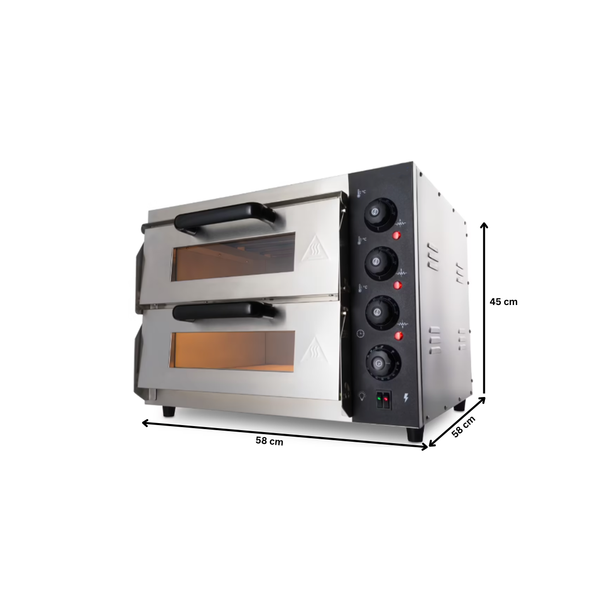 Cuptor profesional pizza cu 2 vetre, electric, baza din samota, 8 pizza x 20 cm - 11