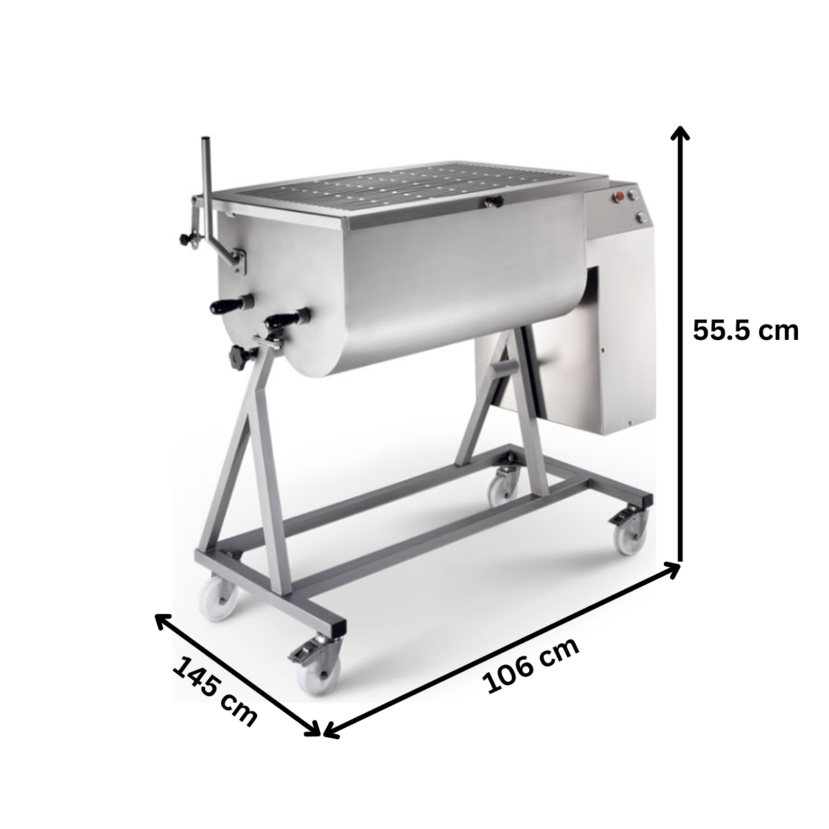 Malaxor carne inox 90 kg cu suport cu roti - 3