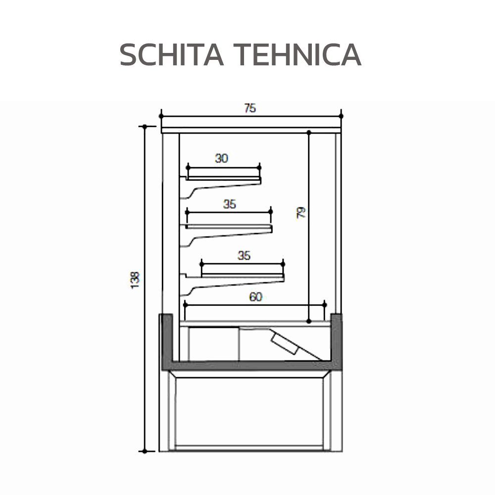 Vitrina frigorifica orizontala, cofetarie, geam drept self service 100 cm - 5