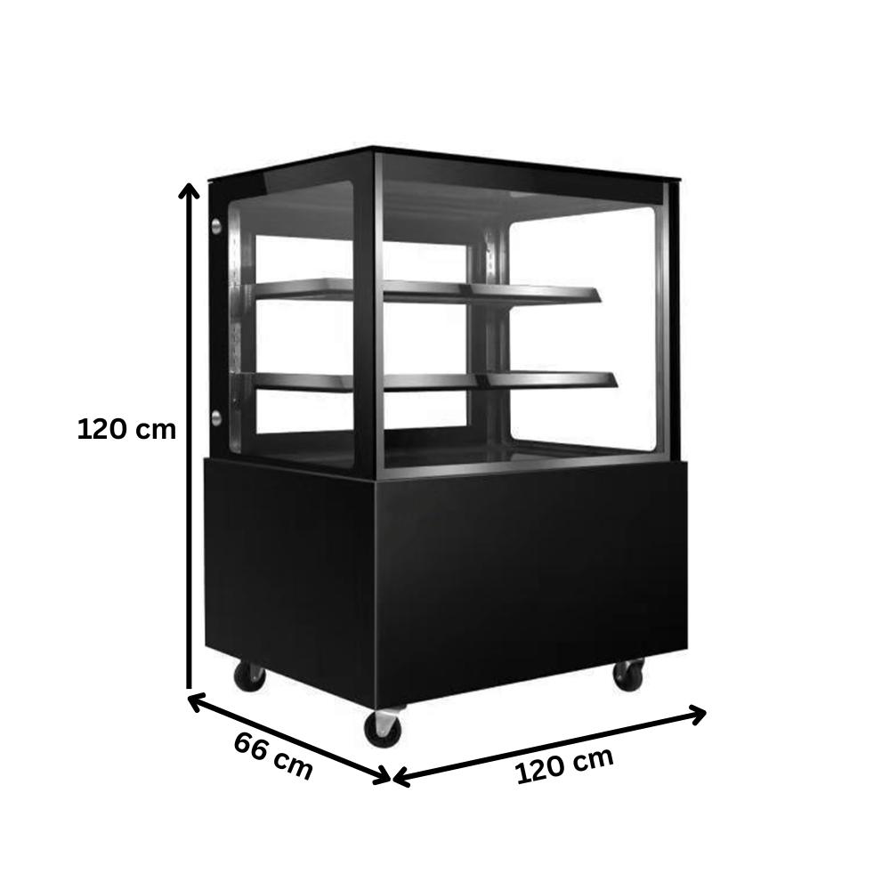 Vitrina frigorifica orizontala, cofetarie, RAL9005 Negru geam drept, ventilata, 120 cm - 3