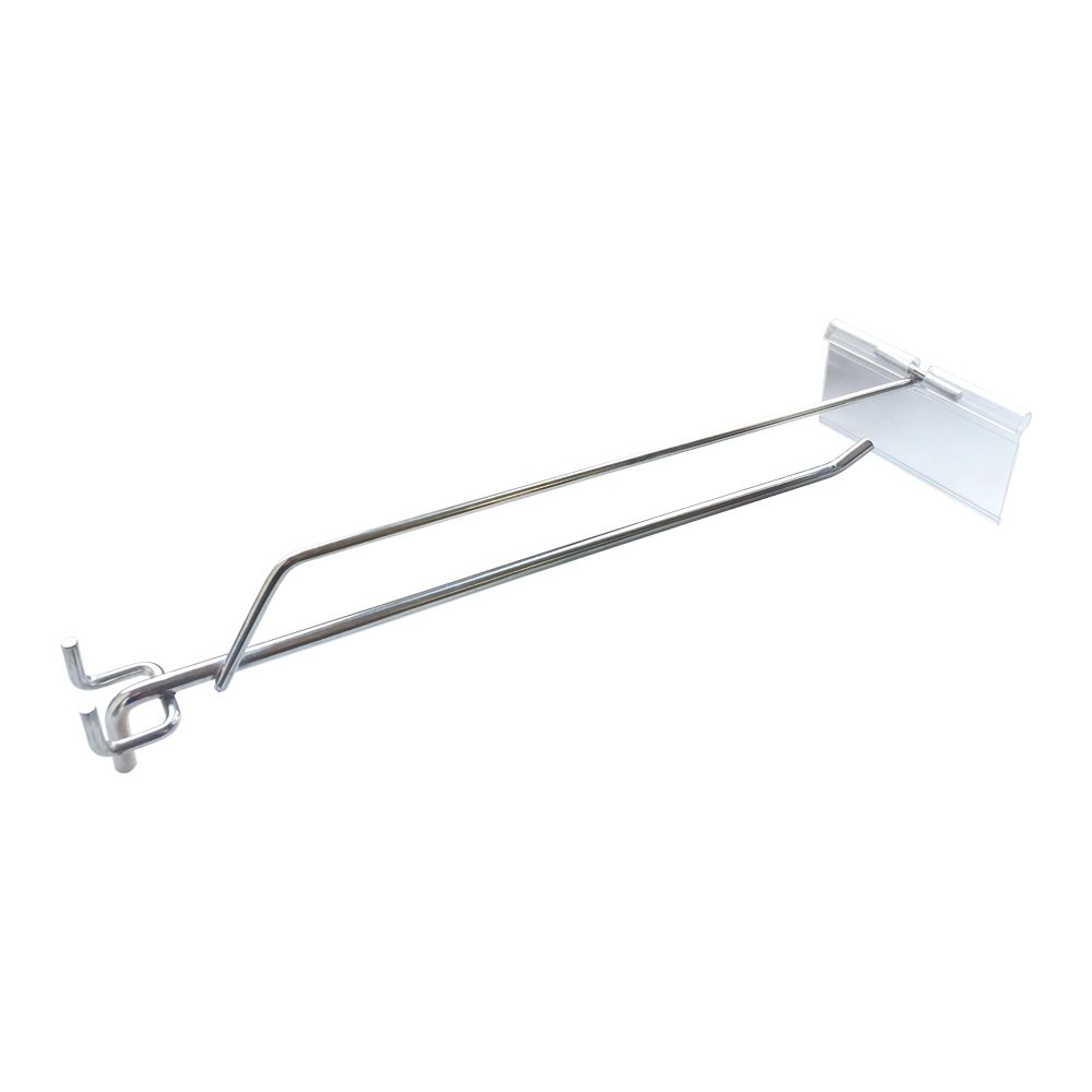 Carlig cu eticheta 30 cm, P25 pentru rafturi metalice perforate gri - 1