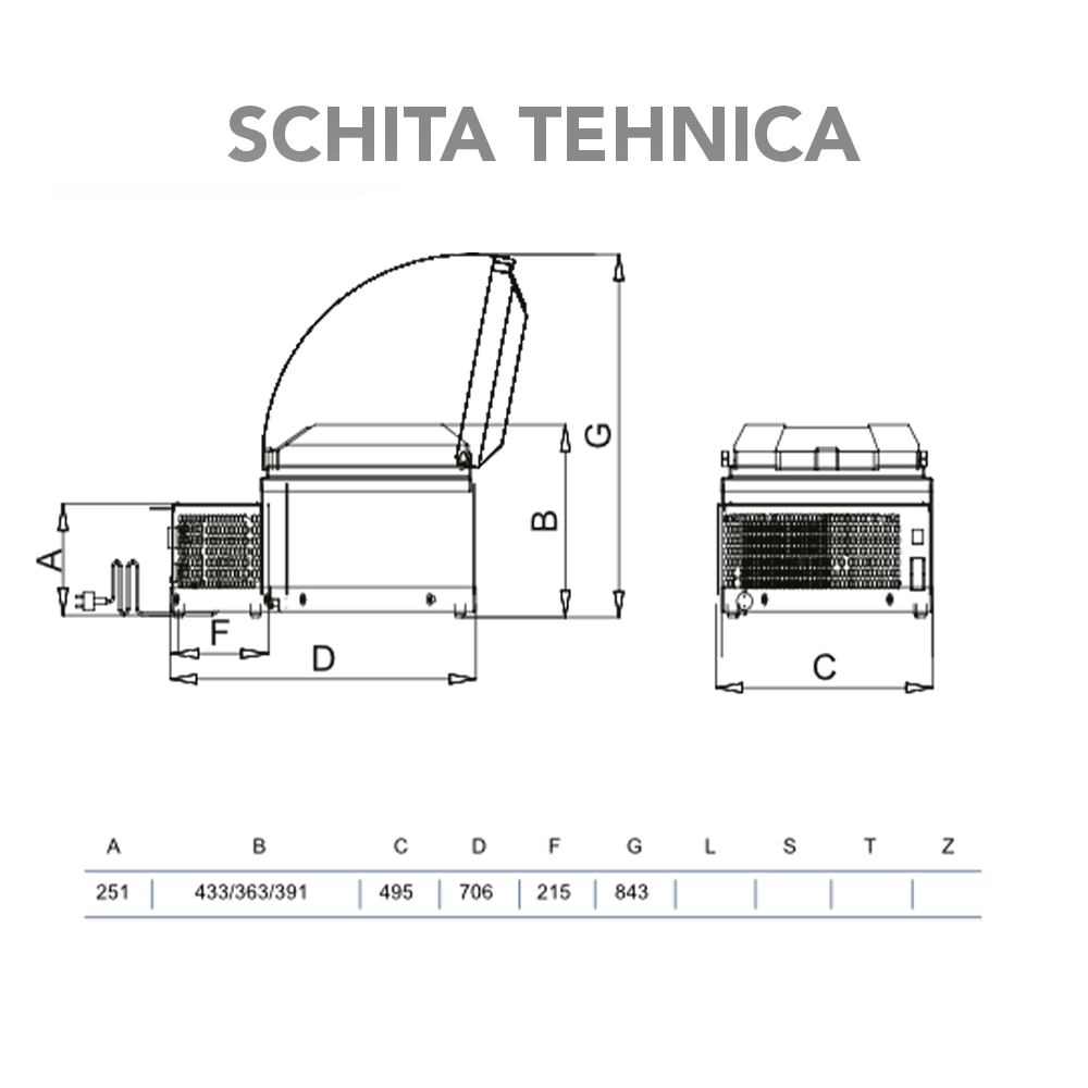Vitrina frigorifica pentru inghetata STAF59 cu capac transparent, 4 cuve x 2,5 lt - 1