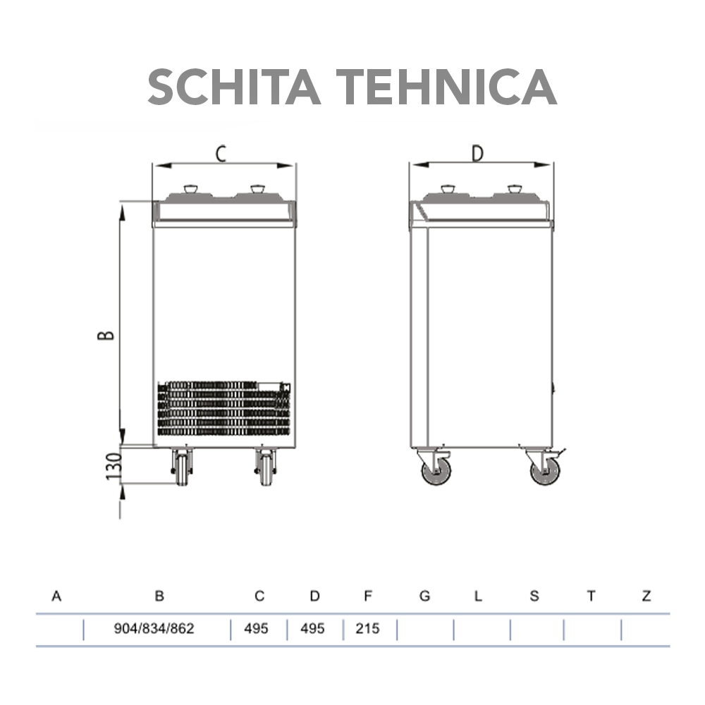 Vitrina frigorifica pentru inghetata STAF59 cu capac transparent, 4 cuve x 2,5 lt - 1