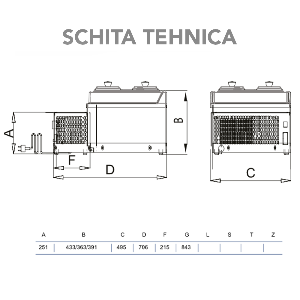 Vitrina frigorifica pentru inghetata STAF59 cu capace inox, 2 x 2,5 lt + 2 x 7,5 lt - 1